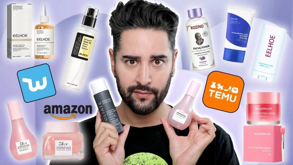 Testing FAKE Skincare Products From Temu, Amazon  Wish  💜 James Welsh